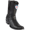 Wild West Boots Mens Genuine Leather Lizard Skin Dubai Toe Short Boots Color Black