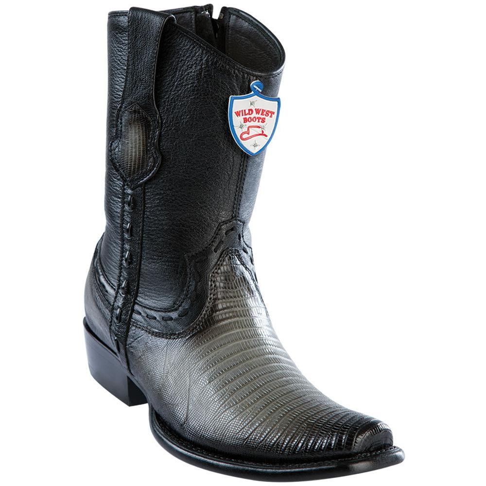 Wild West Boots Mens Genuine Leather Lizard Skin Dubai Toe Short Boots Color Faded Grey