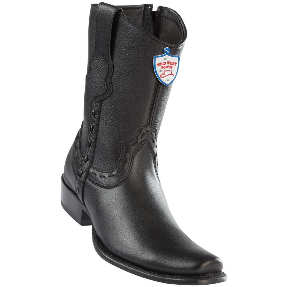 Wild West Boots Mens Genuine Leather Grisly Leather Dubai Toe Short Boots Color Black