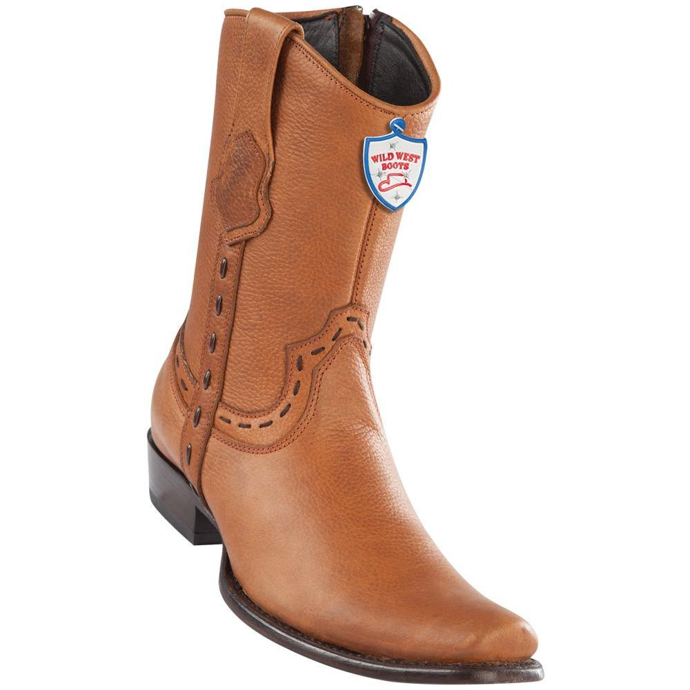 Wild West Boots Mens Genuine Leather Grisly Leather Dubai Toe Short Boots Color Honey