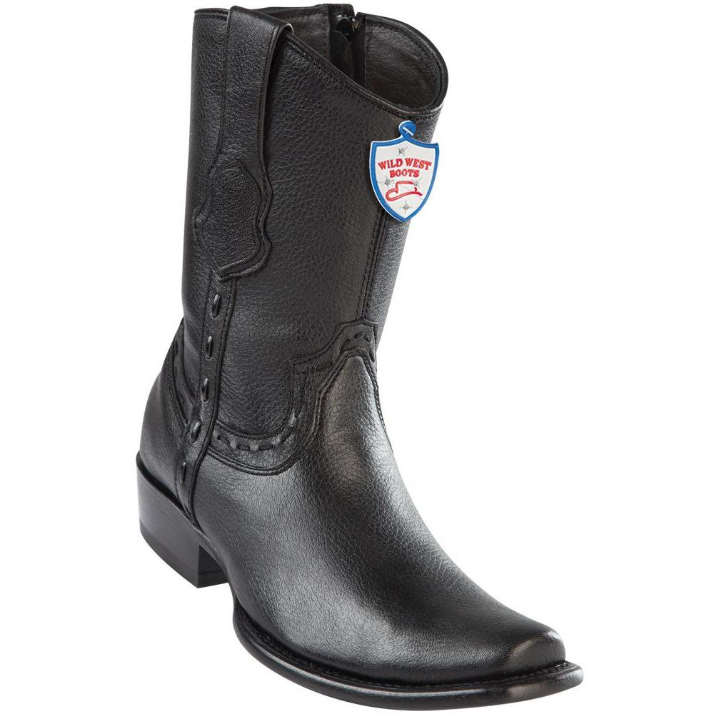 Wild West Boots Mens Genuine Leather Elk Leather Dubai Toe Short Boots 279B5105 Color Black