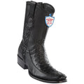 Wild West Boots Mens Genuine Leather Ostrich and Deer Dubai Toe Short Boots Color Black