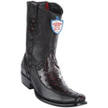 Wild West Boots Mens Genuine Leather Ostrich and Deer Dubai Toe Short Boots Color Black Cherry
