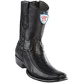 Wild West Boots Mens Genuine Leather Lizard and Deer Dubai Toe Short Boots Color Black