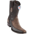 Wild West Boots Mens Genuine Leather Lizard and Deer Dubai Toe Short Boots Color Sanded Brown