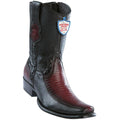 Wild West Boots Mens Genuine Leather Lizard and Deer Dubai Toe Short Boots Color Faded Burgundy