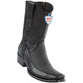 Wild West Boots Mens Genuine Leather Lizard and Deer Dubai Toe Short Boots Color Sanded Black