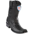 Wild West Boots Mens Genuine Leather Caiman Belly and Deer Dubai Toe Short Boots Color Black