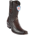 Wild West Boots Mens Genuine Leather Caiman Belly and Deer Dubai Toe Short Boots Color Faded Brown