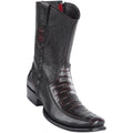 Wild West Boots Mens Genuine Leather Caiman Belly and Deer Dubai Toe Short Boots Color Black Cherry