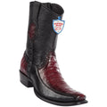 Wild West Boots Mens Genuine Leather Caiman Belly and Deer Dubai Toe Short Boots Color Faded Burgundy