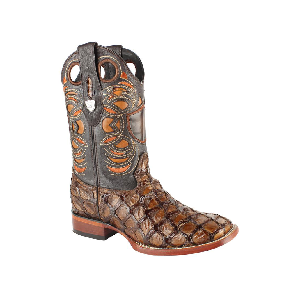 Wild West Men's Boots Square Toe Piraruccu Fish Handcrafted - 28241007 EE