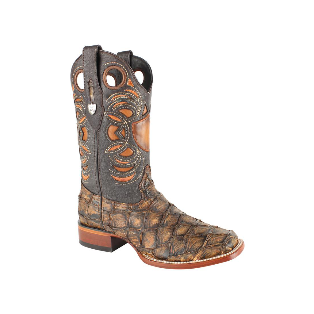Wild West Men"s Boots Square Toe Piraruccu Fish Boots Handcrafted - 2824N1007