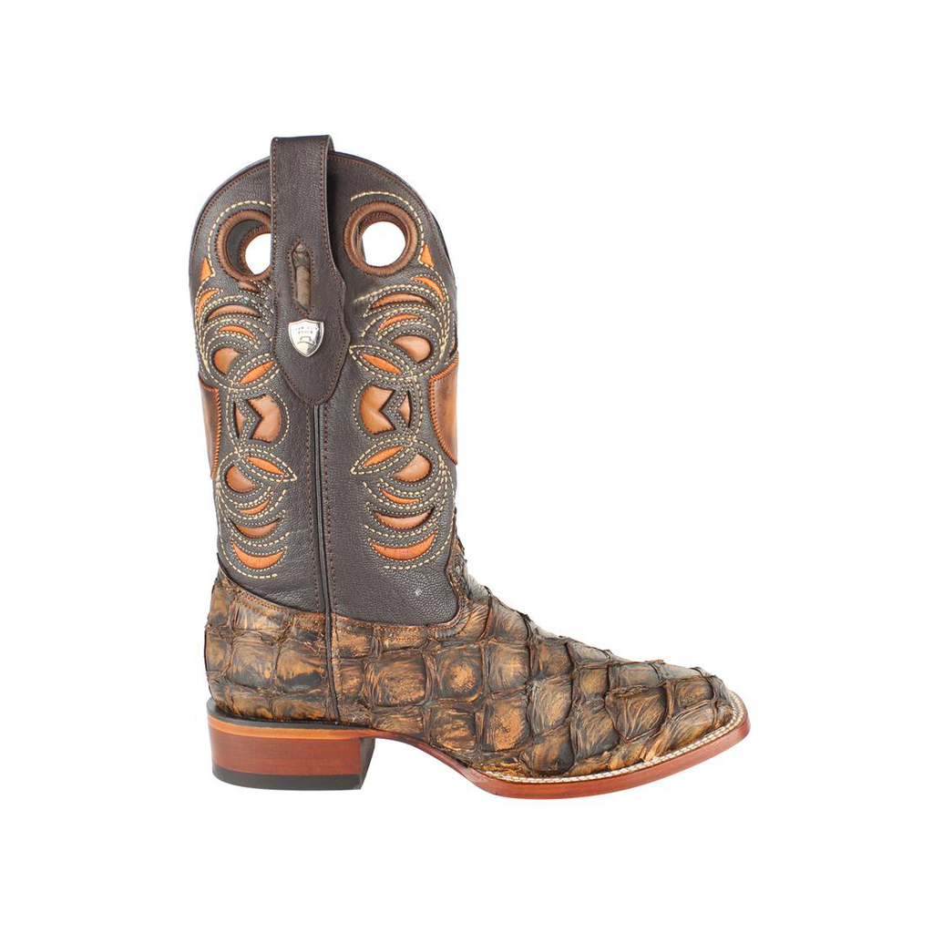 Wild West Men"s Boots Square Toe Piraruccu Fish Boots Handcrafted - 2824N1007