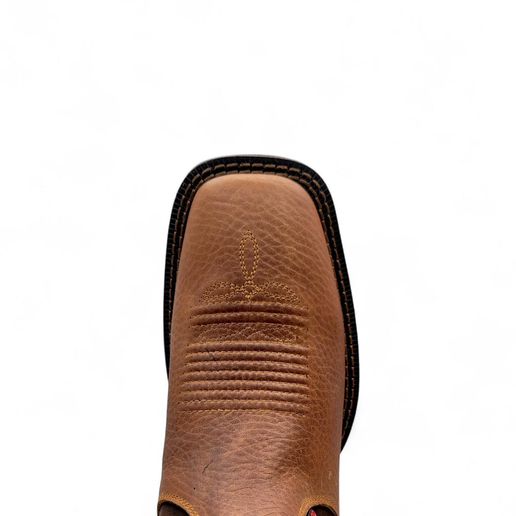 Mens Square Toe Botin Honey-Brown – Genuine Leather Rubber Sole Western Boot 8044