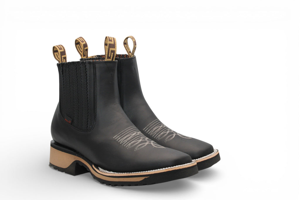 Mens Crazy Leather Boot Black – Lightweight Rubber Sole H42D2605