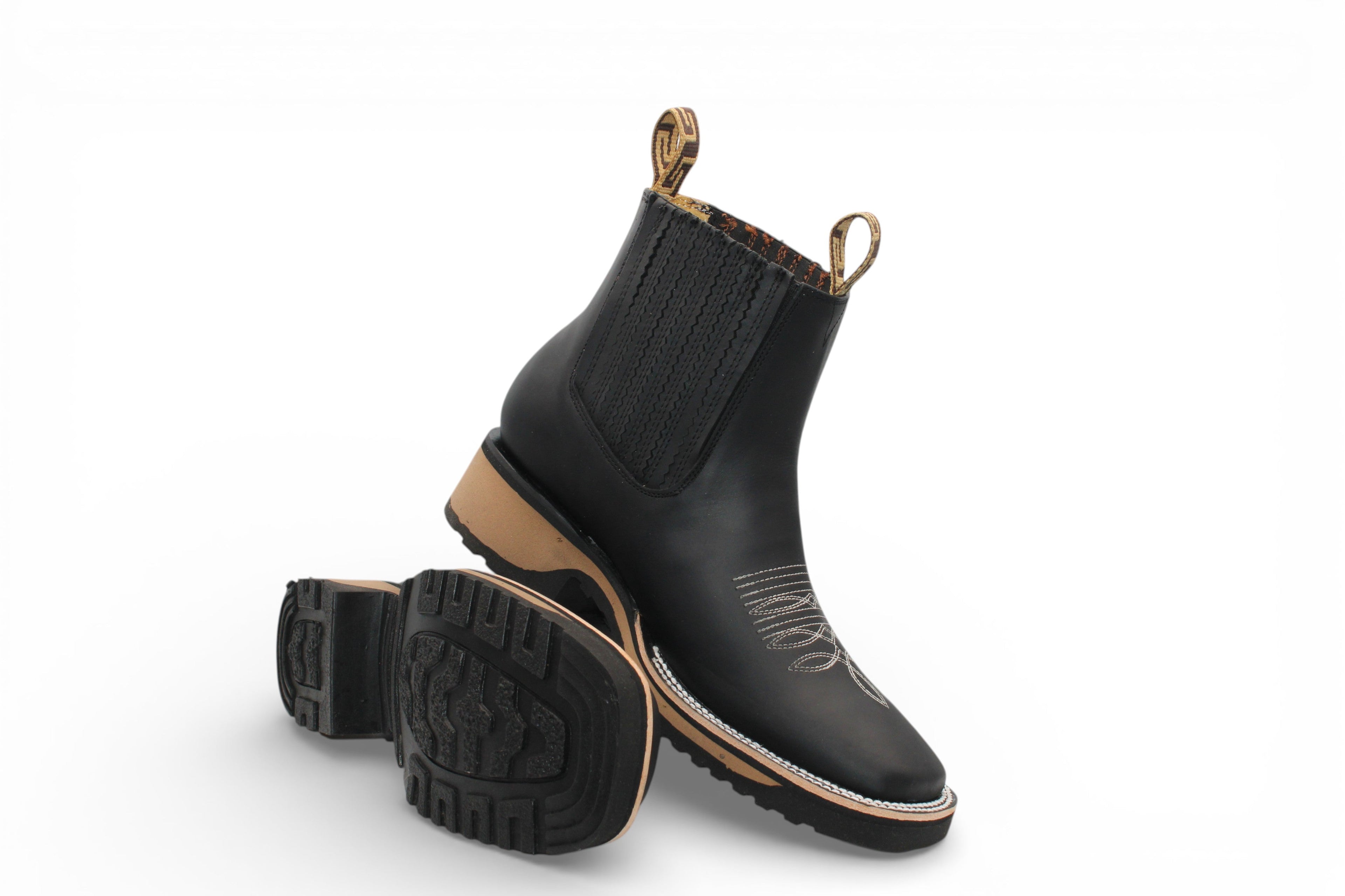 Mens Crazy Leather Boot Black – Lightweight Rubber Sole H42D2605