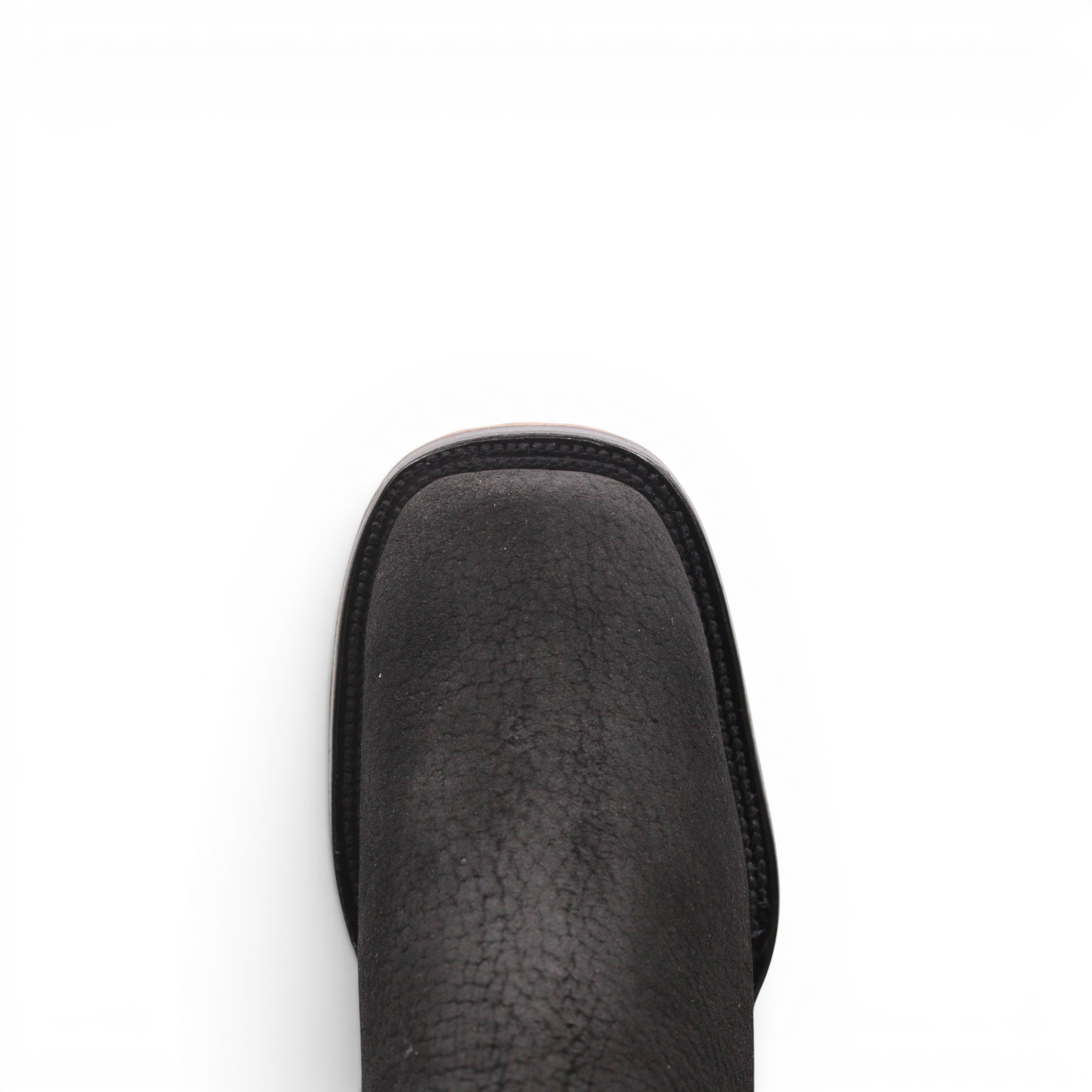 Mens Square Toe Botin Black – Bull Shoulder Leather Rubber Sole Western Boot H42PU0572