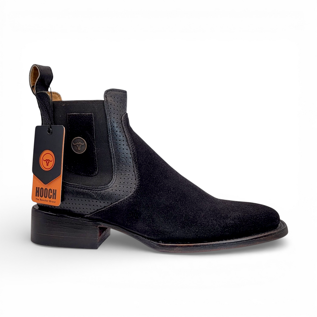 Men’s Suede Leather Botin in Black – H42R2805