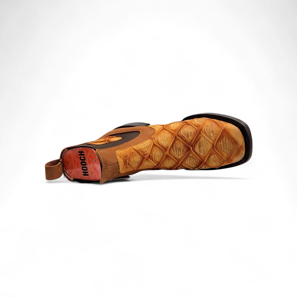 Mens Honey Exotic Print Western Botin – Embossed Leather Wide Square Toe H42RM7251