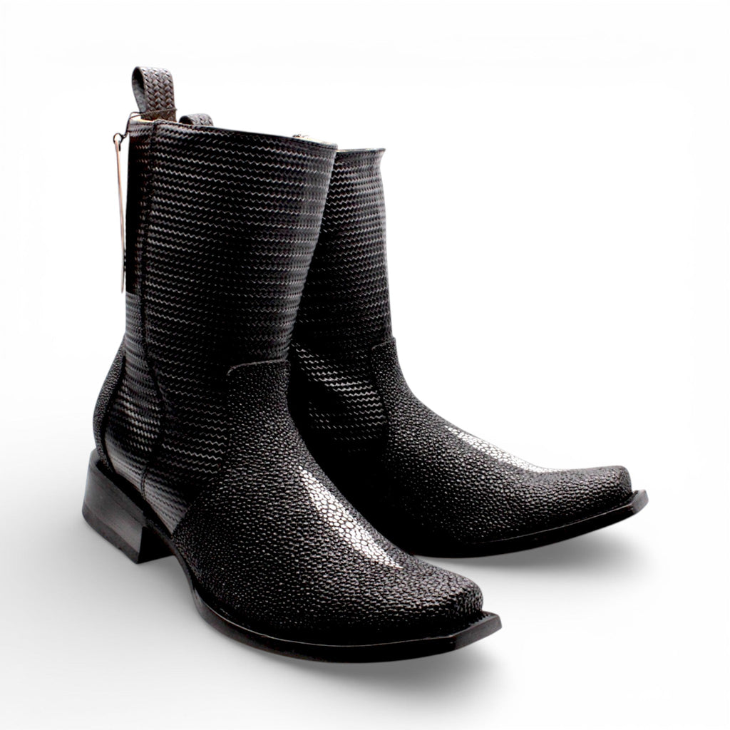 Mens Dubai Toe Stingray Print Boot – Single Stone Zipper Western Boot H580594