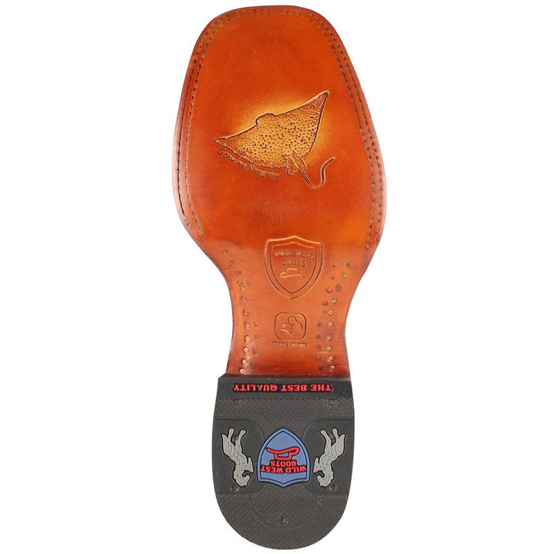 Wild West Men's Boots Square Toe Piraruccu Fish Handcrafted - 28241009