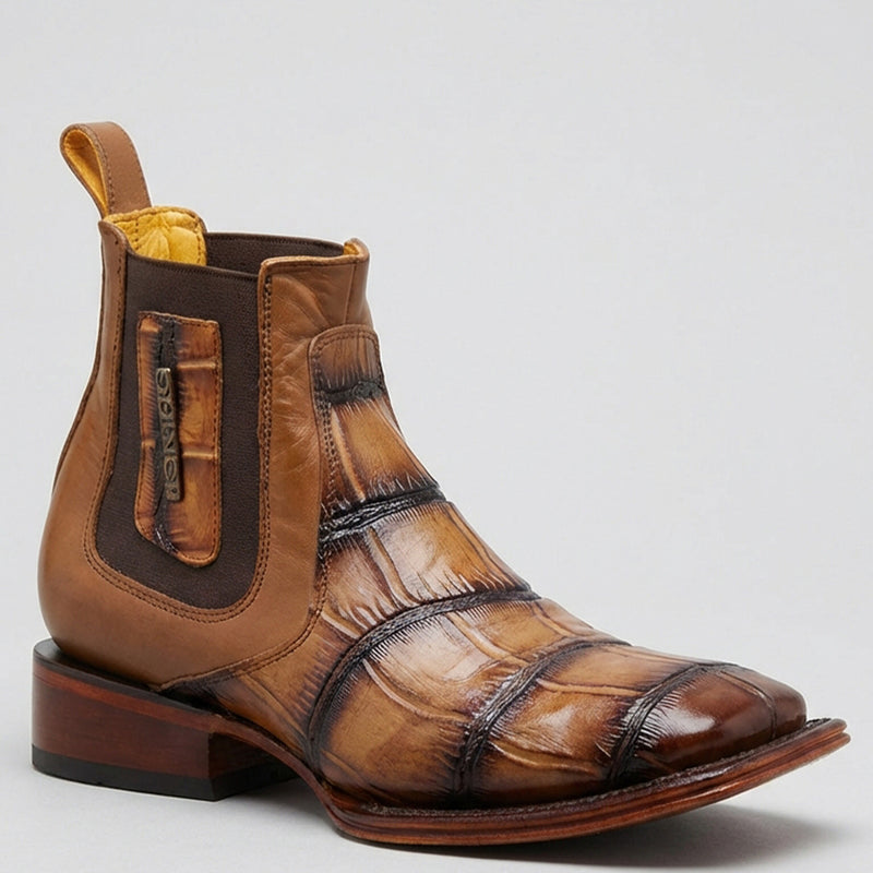 Men's Alligator Print Square Toe Western Boots