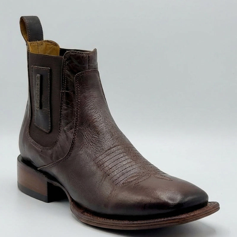 Men's Brown Square Toe Ankle Boots
