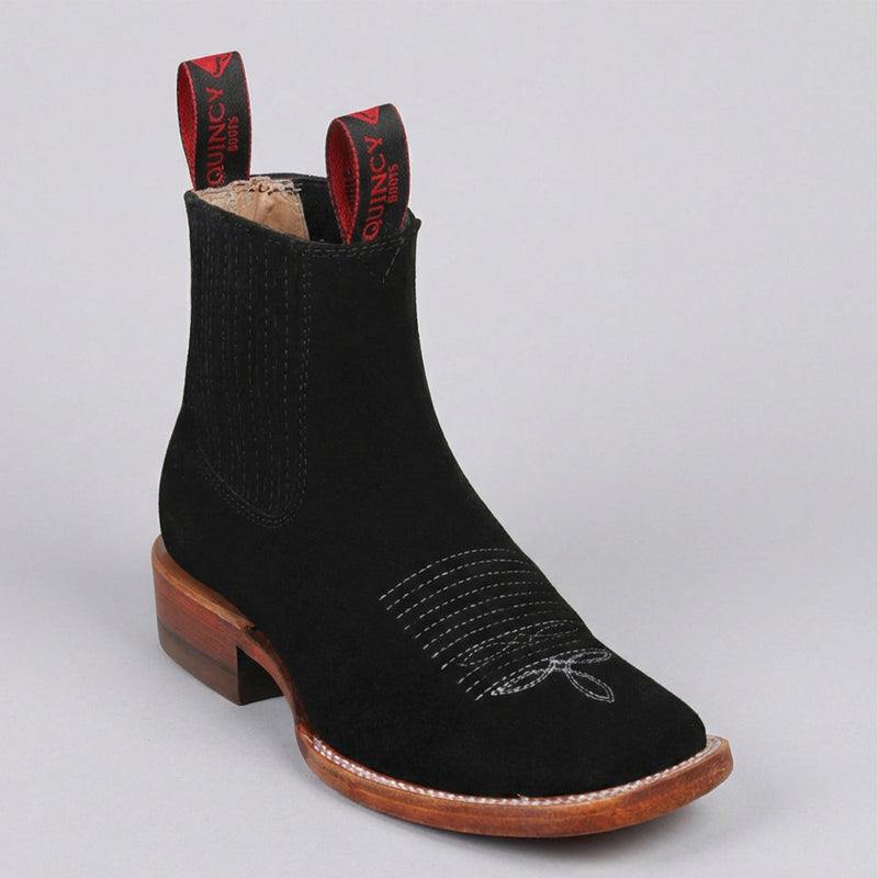 Women's Black Suede Short Cowgirl Boots