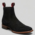 Men's Nubuck Black Square Toe Chelsea Boots