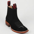 Men's Black Square Toe Suede Boots