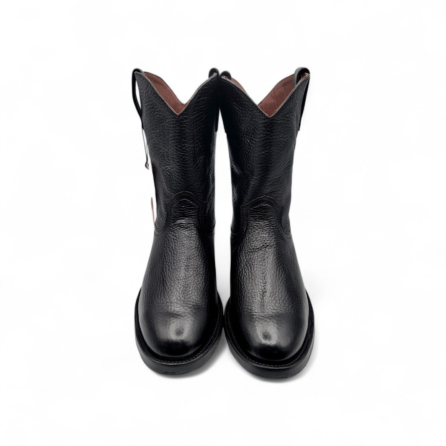 Mens Roper Boot Black – Soft Genuine Leather Round Toe Western Boot H52PR0572