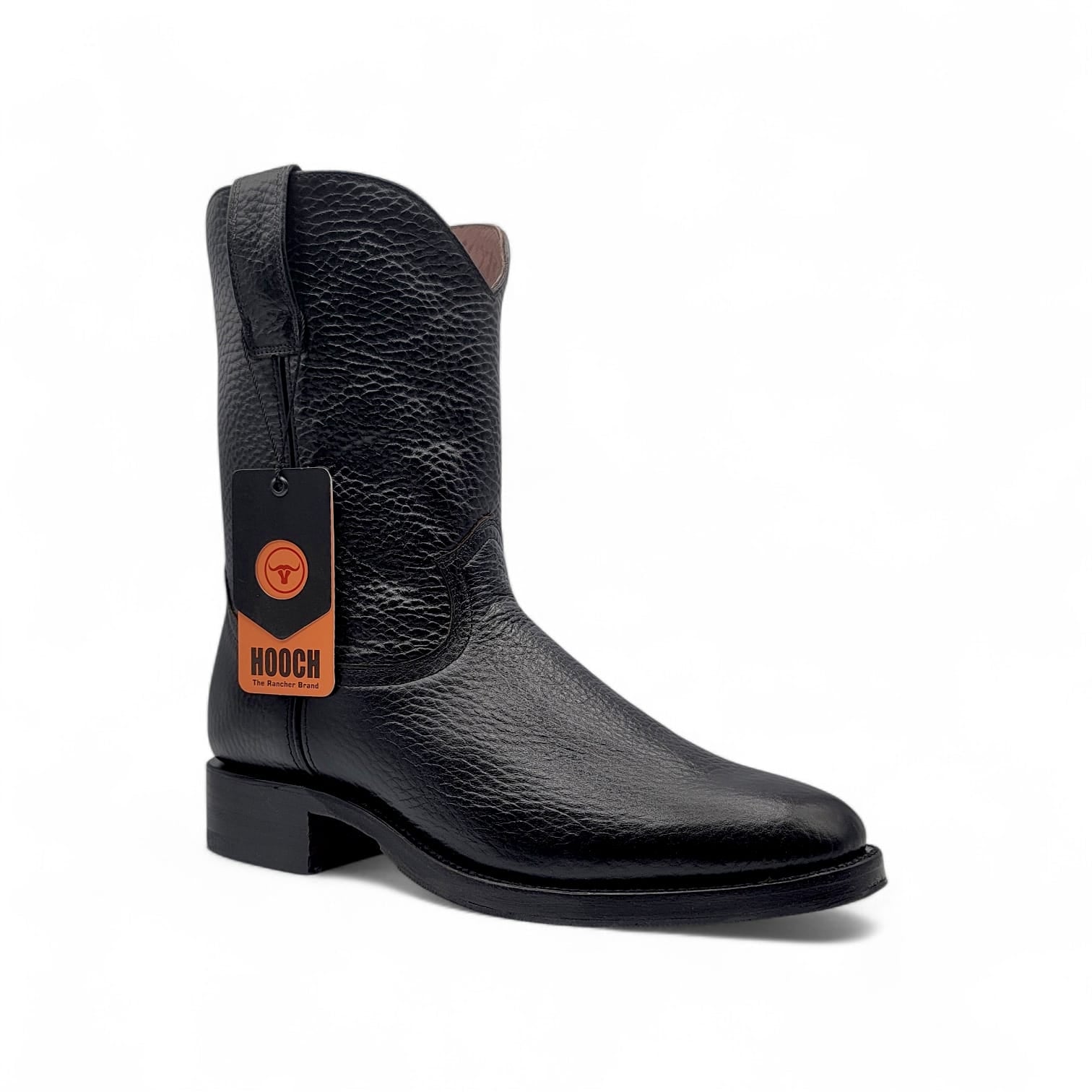 Mens Roper Boot Black – Soft Genuine Leather Round Toe Western Boot H52PR0572