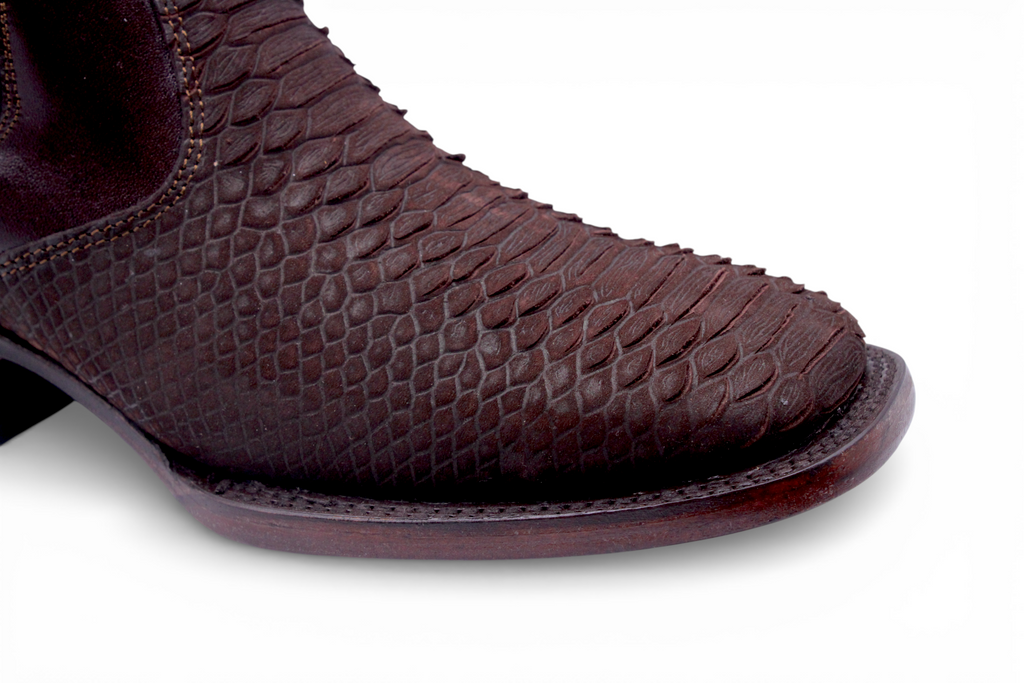 Mens Python Print Botin Chocolate – Genuine Leather Square Toe H426394