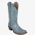 Vintage Blue Cowgirl Boots Semi Square Toe