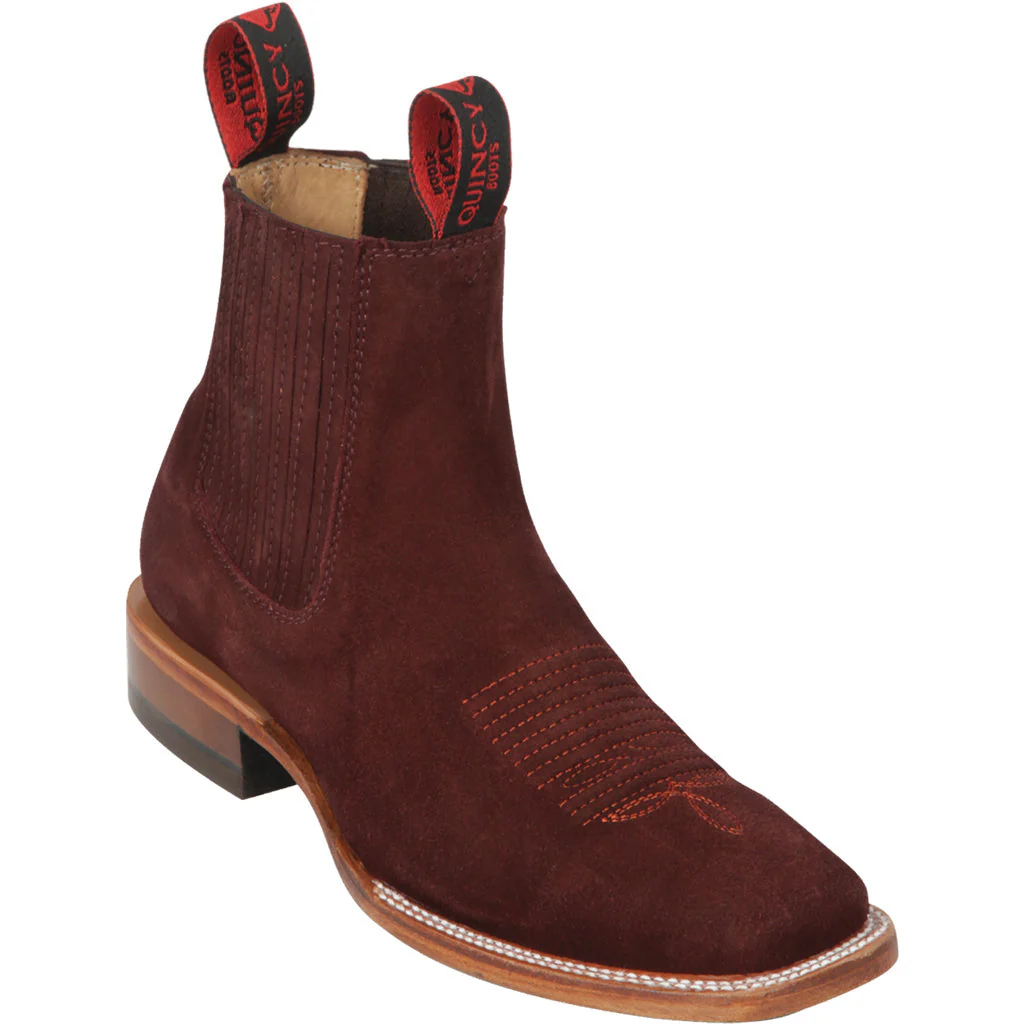 Women's Suede Ankle Boots - Black Cherry Square Toe