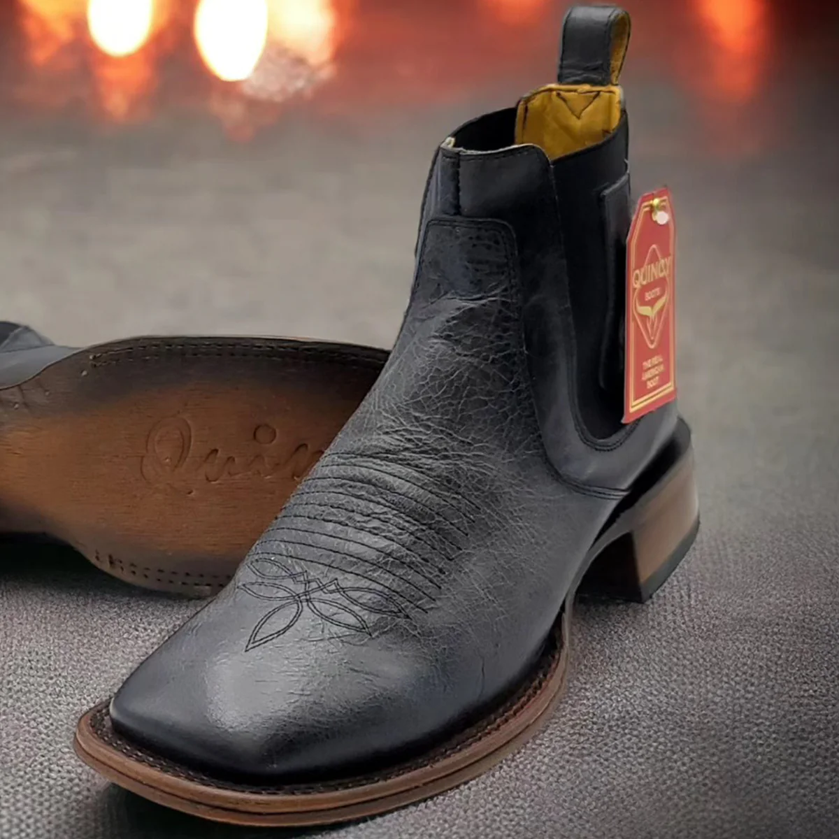 Black Ankle Boots Square Toe