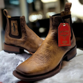 Ankle Boots Tan Brown Square Toe