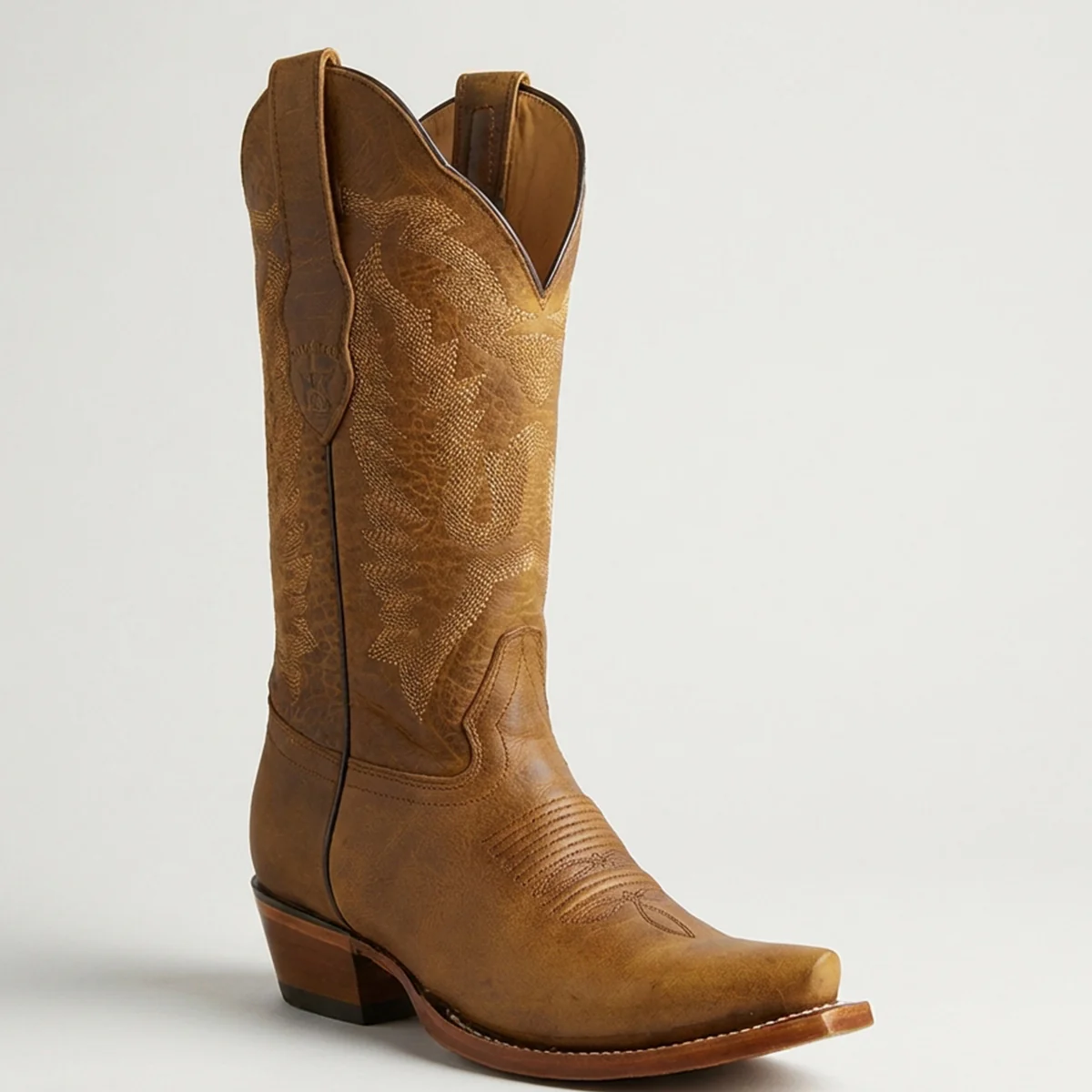 Los Altos Honey Brown Cowgirl Boots Snip Toe