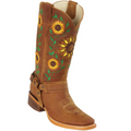 Laser Sunflower Boots Square Toe