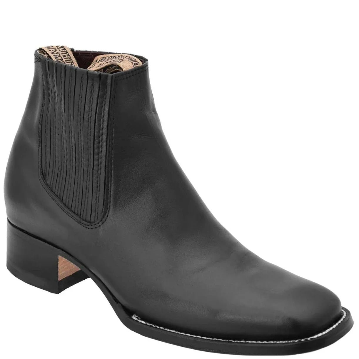Mens Black Ankle Boots Square Toe