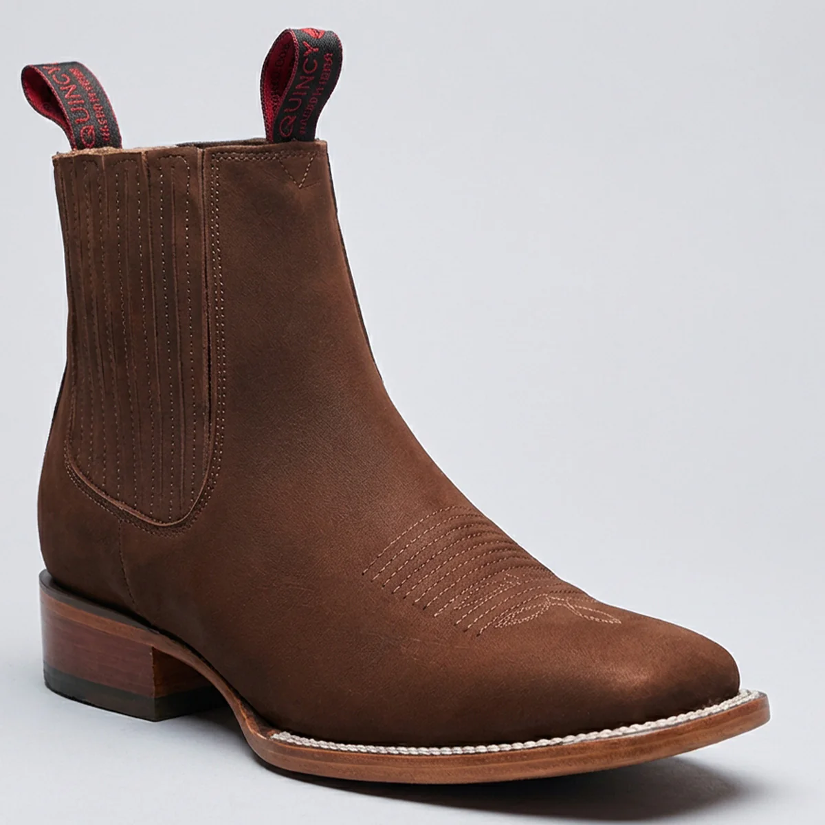 Men's Nubuck Brown Chelsea Boots Square Toe