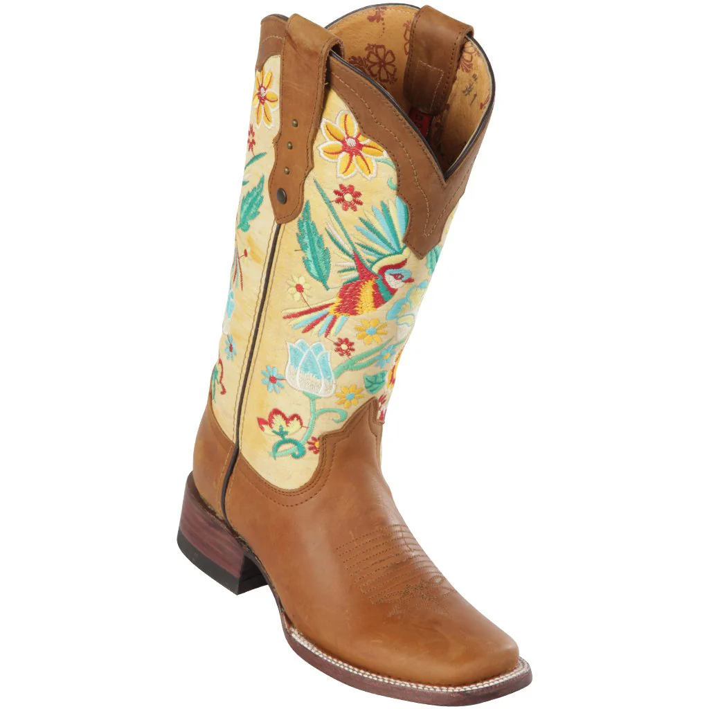 Hummingbird On Flowers Cowgirl Boots Square Toe