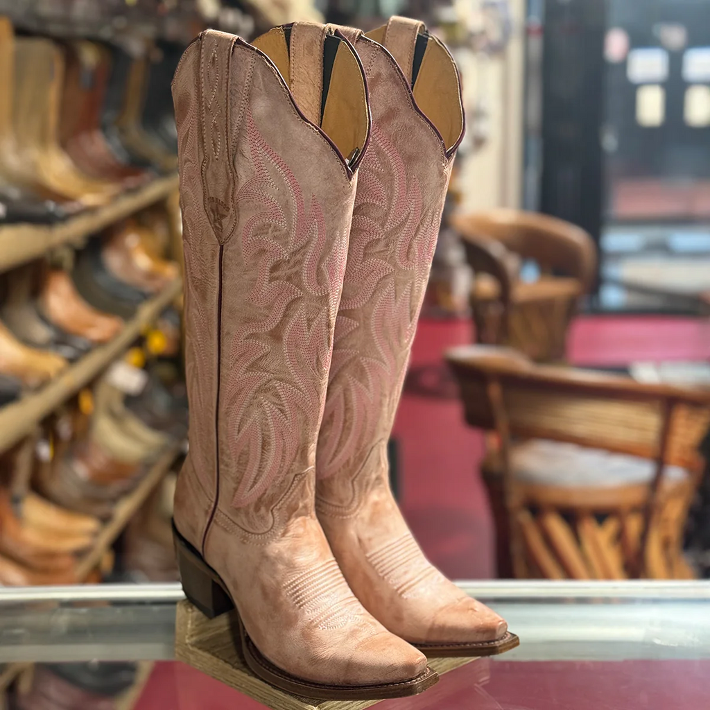 Vintage Pink Knee High Boots Snip Toe