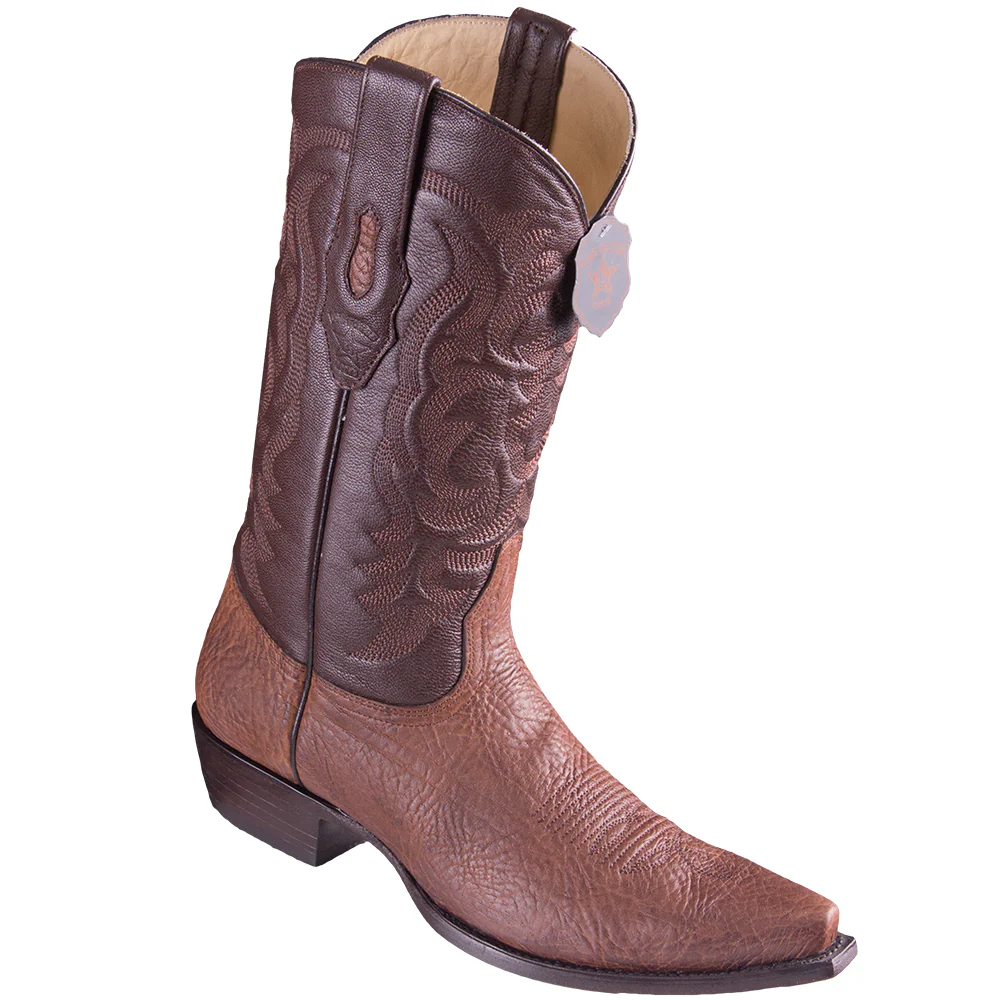 Brown Bull Shoulder Cowboy Boots Snip Toe