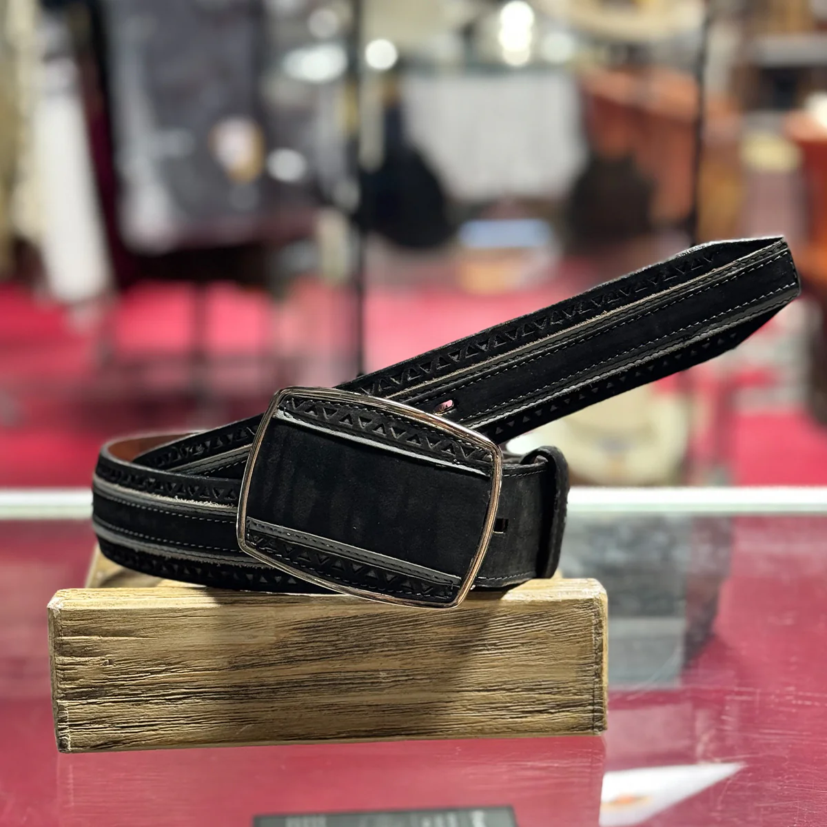 Men's Black Suede Belt