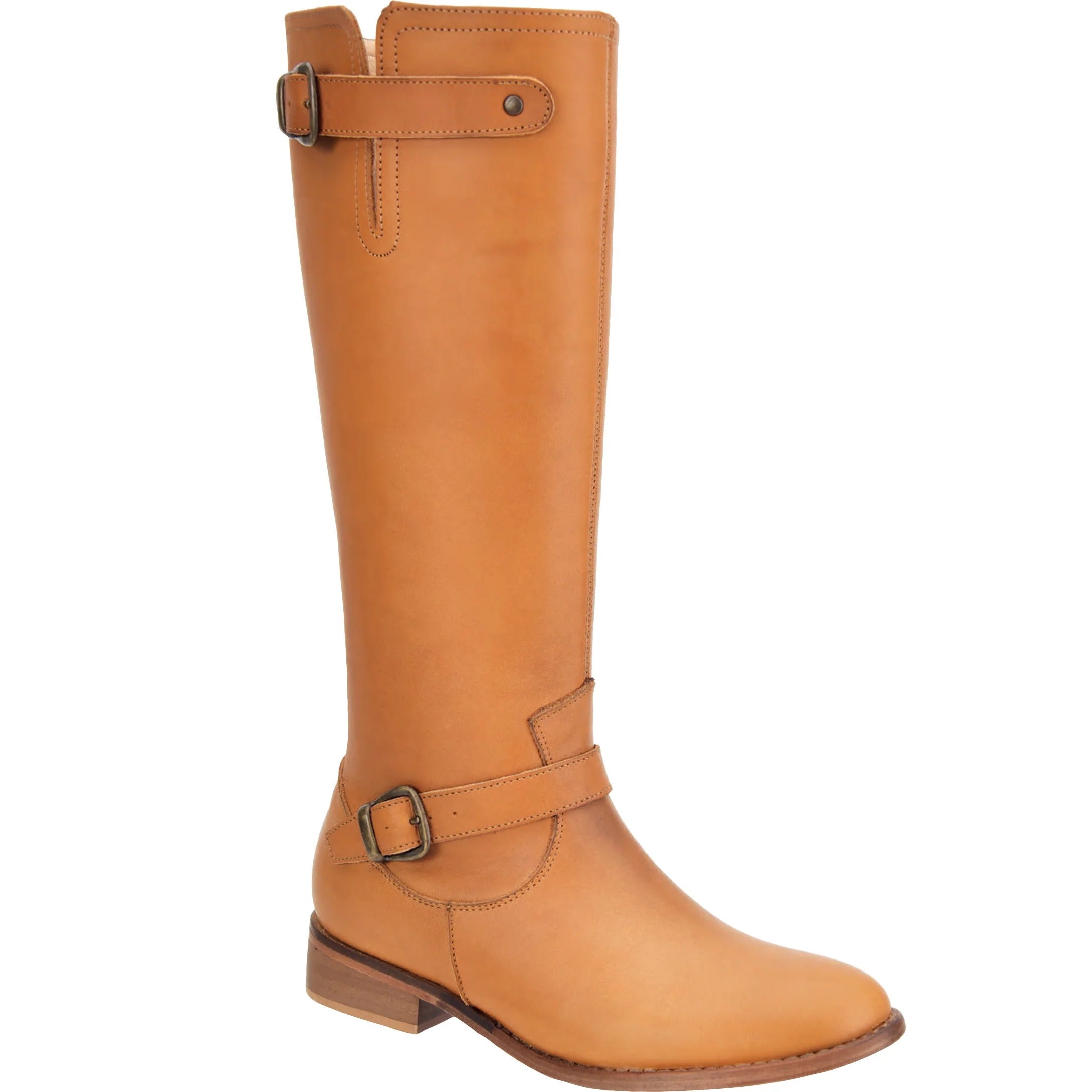 Women's Leather Riding Boots Round Toe