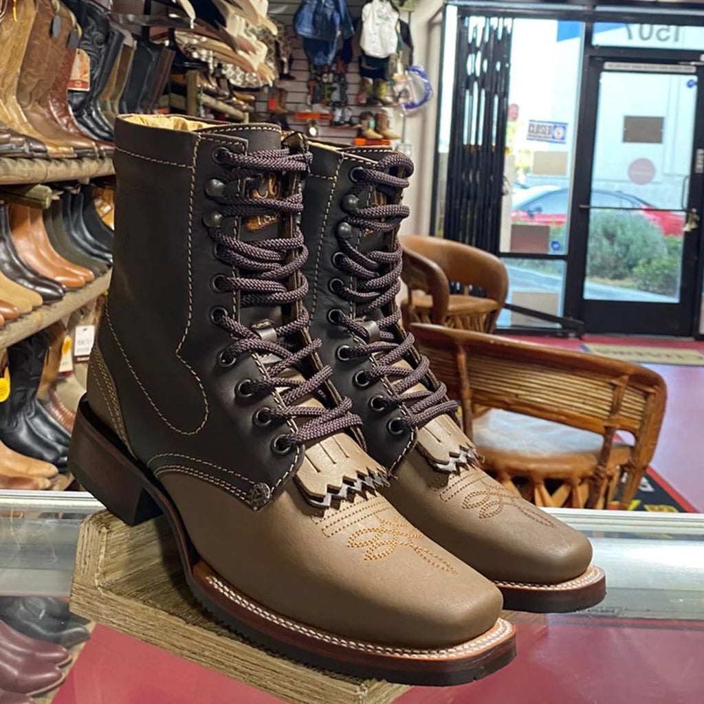 Tombstone Men's Tang Brown Lace Up Boots Square Toe