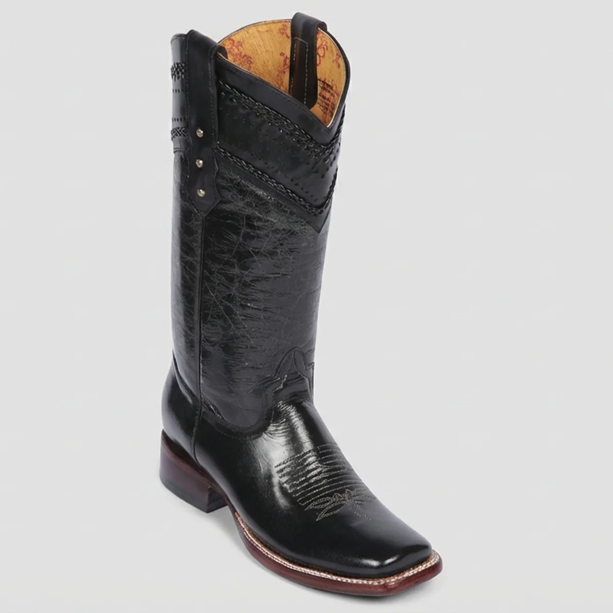 Women's Black Cowgirl Boot with Removable Harness Square Toe