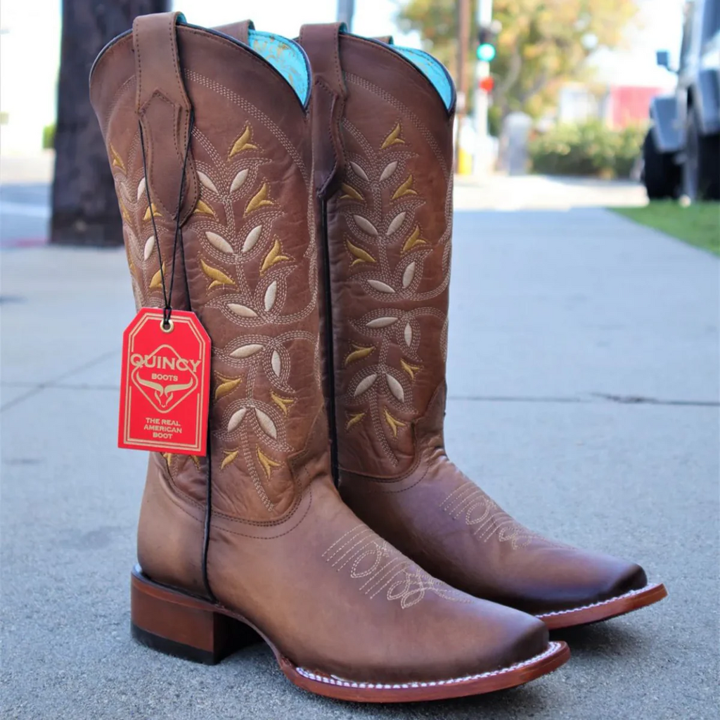 Honey Floral Cowgirl Boots Square Toe